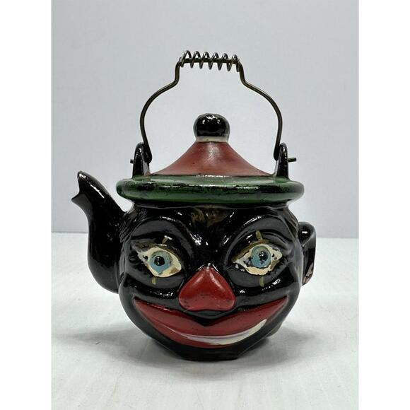 Vintage THAMES REDWARE Clown Face Teapot Japan 1950s Salt Pepper Spice Shaker - Picture 1 of 8